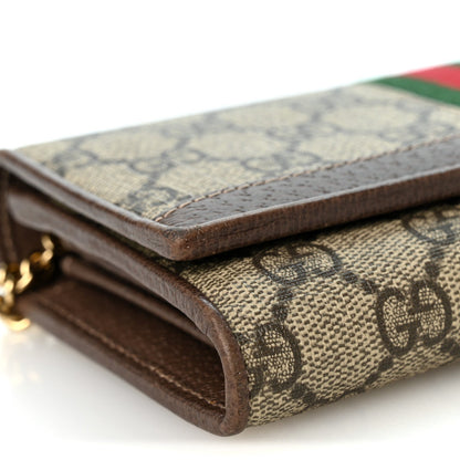 Gucci GG Supreme Monogram Web Ophidia Wallet On Chain Brown