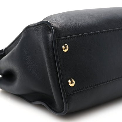 Fendi Vitello Seta Shiny Nappa Medium Peekaboo Iconic Satchel Black