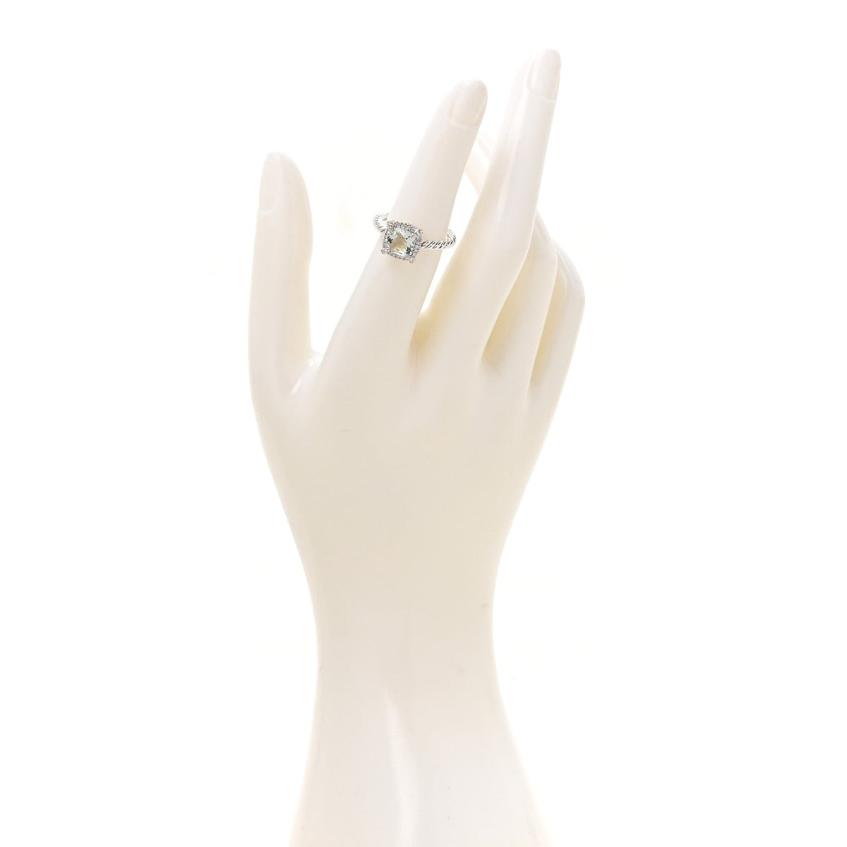 David Yurman Sterling Silver Diamond Blue Topaz 7mm Petite Chatelaine Pave Bezel Ring 49 5