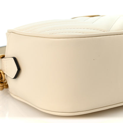 Gucci Calfskin Matelasse Small GG Marmont Chain Shoulder Bag White 1987195