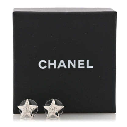 Chanel Metal CC Star Earrings Silver