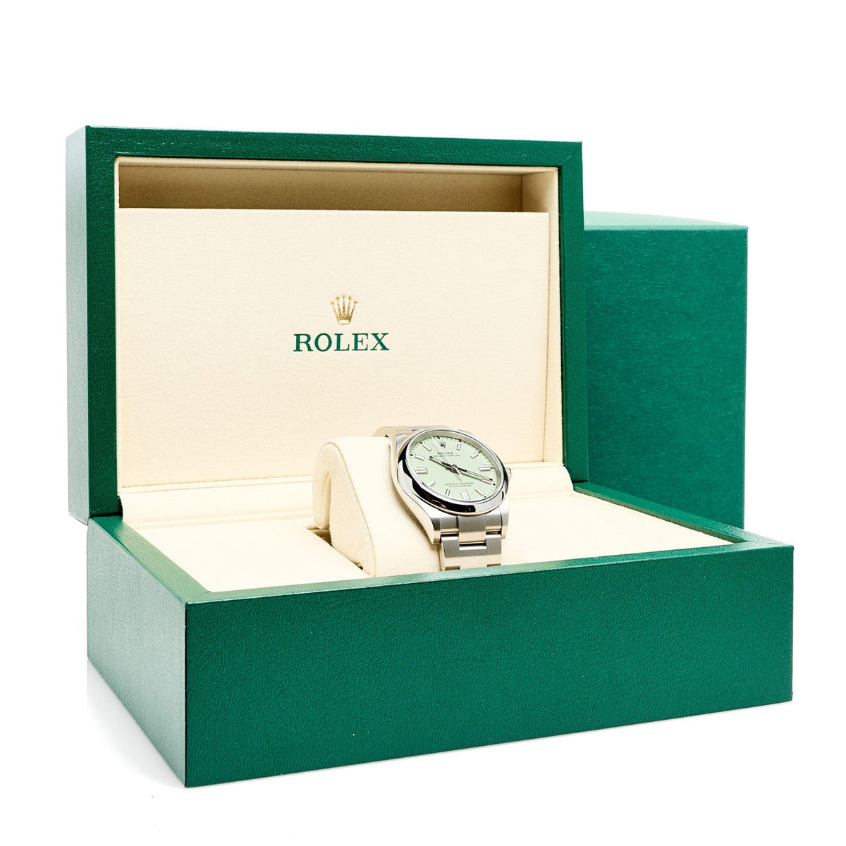 Rolex Stainless Steel 36mm Oyster Perpetual Watch Pistachio 126000