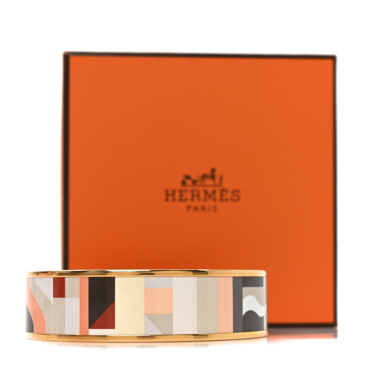 Hermes Enamel Perspective Cavaliere Wide Bracelet 62 Rose Gold