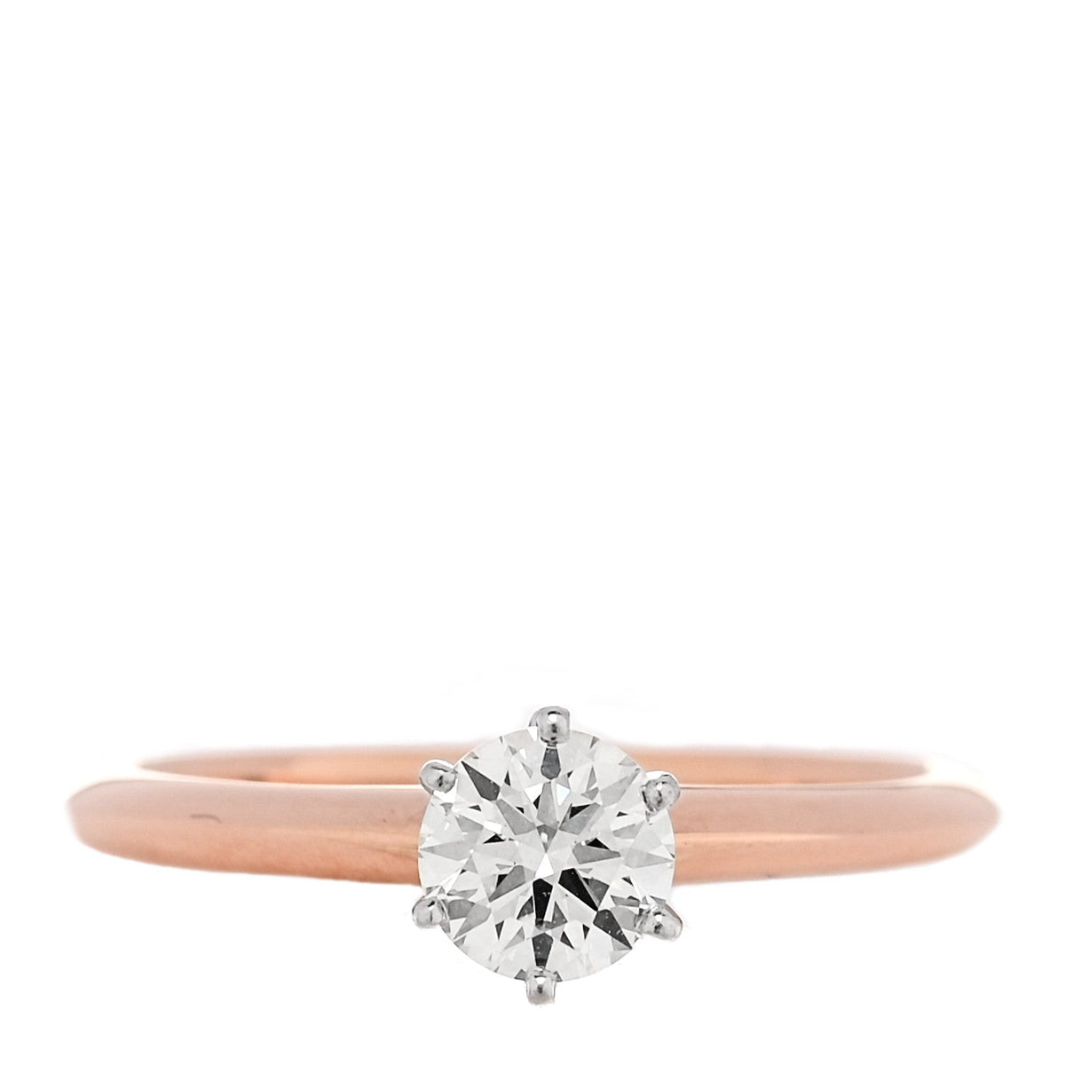Tiffany 18K Rose Gold Platinum Diamond .48ct Solitaire Ring