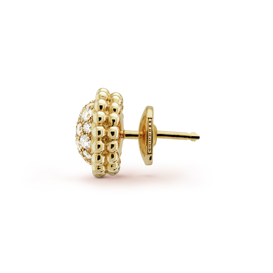 18K Gold Diamond VCA Perlée Earrings