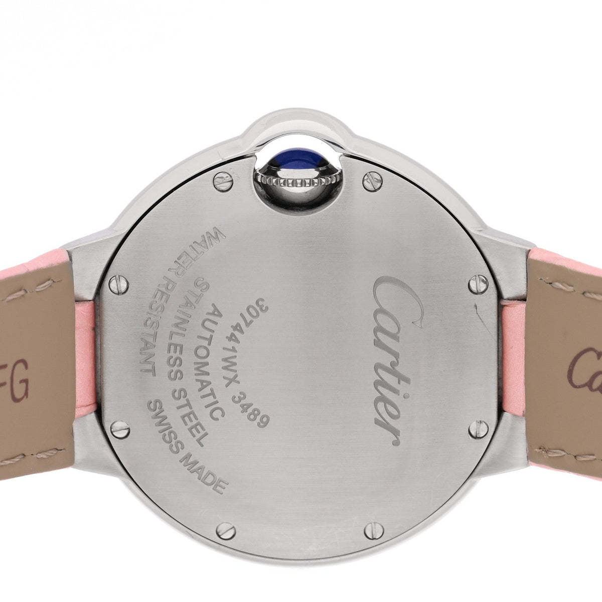 Cartier Stainless Steel Alligator 33mm Ballon Bleu Watch Pink