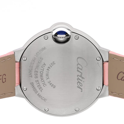 Cartier Stainless Steel Alligator 33mm Ballon Bleu Watch Pink