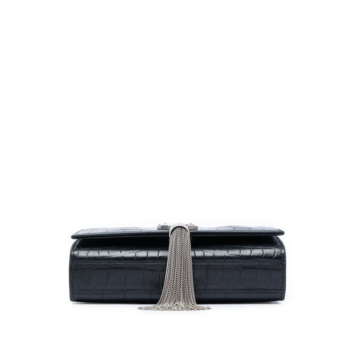Classic Monogram Tassel Crossbody Bag Crocodile Embossed Leather Small