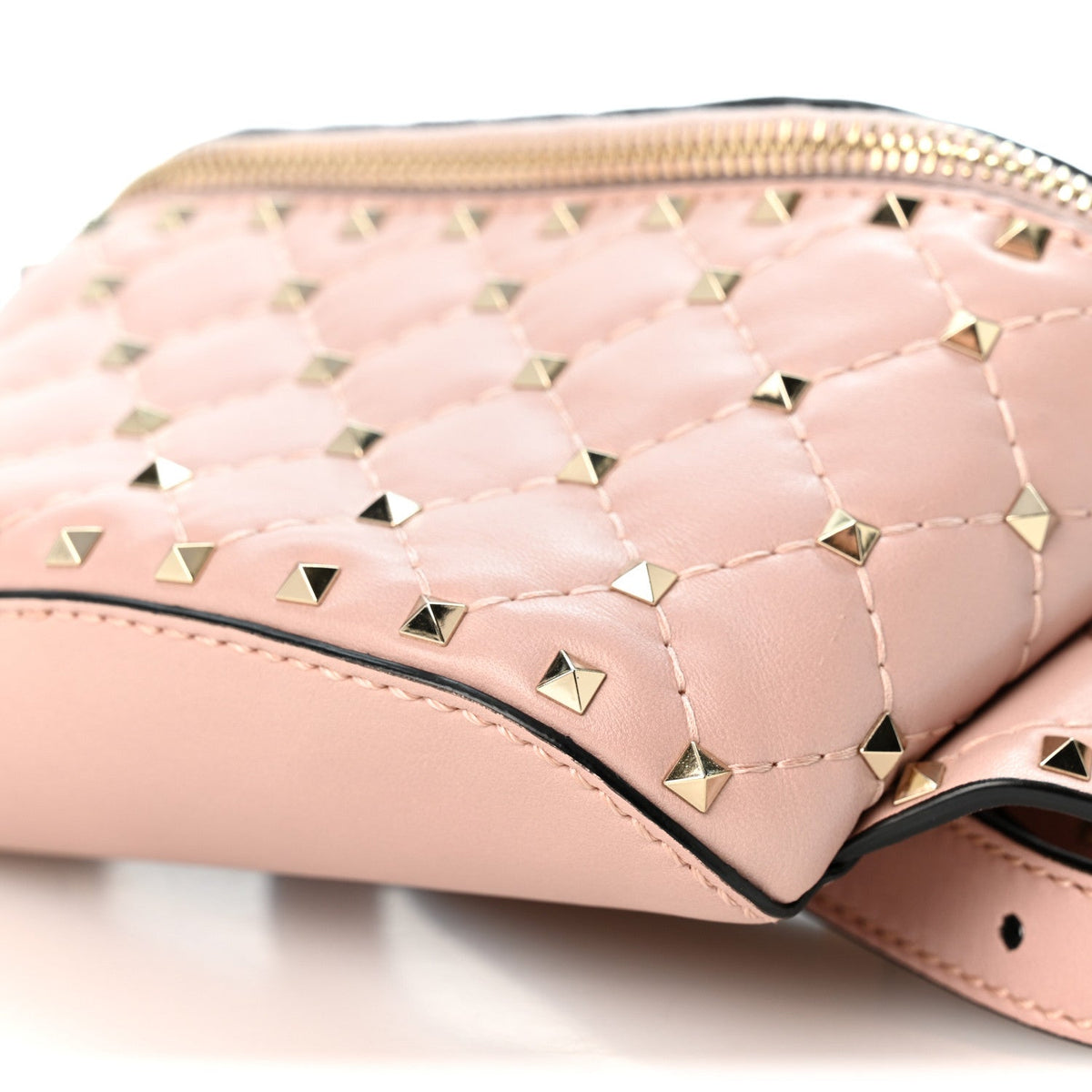 Valentino Garavani Lambskin Rockstud Spike Belt Bag 85 Water Rose