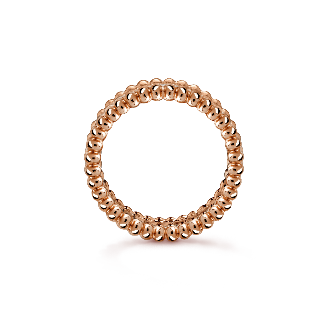18K Gold Diamond VCA Perlée 1 Row Ring