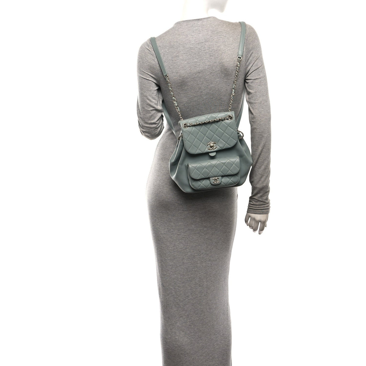 Chanel Lambskin Quilted Large Duma Backpack Grey