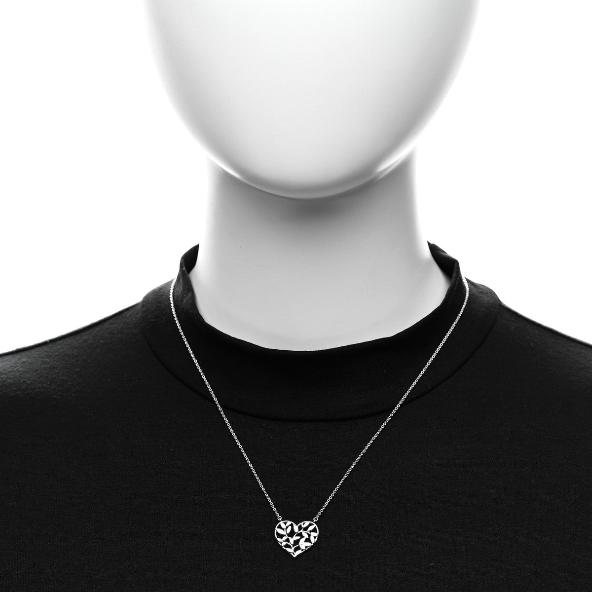 Tiffany Sterling Silver Paloma Picasso Olive Leaf Heart Pendant Necklace