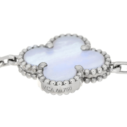 Van Cleef & Arpels 18K White Gold Chalcedony Vintage Alhambra Bracelet