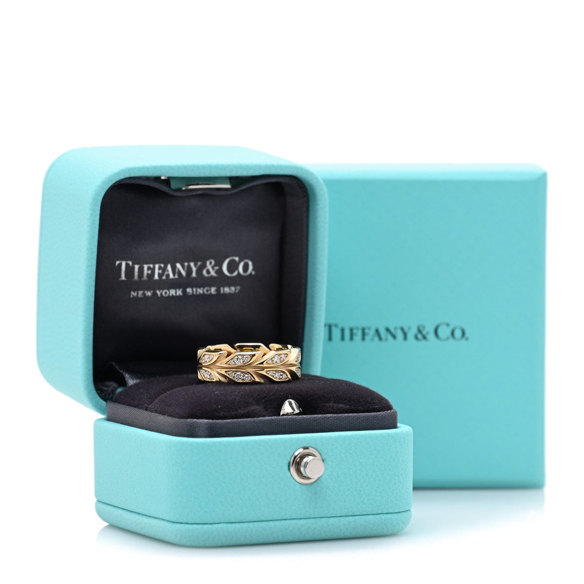 Tiffany 18K Yellow Gold Diamond Victoria Vine Band Ring