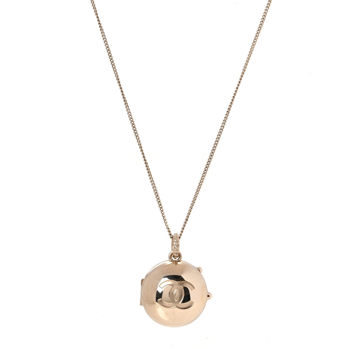 Chanel Metal CC Locket Necklace Gold
