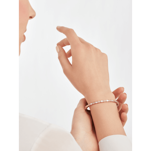 18K Rose Gold Mother of Pearl Diamonds BVLGARI Serpenti Viper Bracelet
