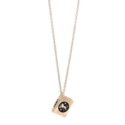 Chanel Metal CC Lion Book Locket Necklace Gold