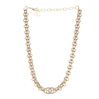 Chanel Metal Crystal CC Choker Necklace Gold