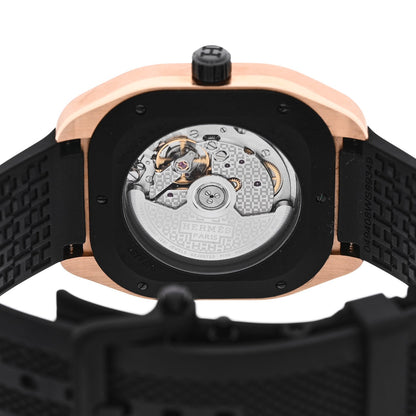 Hermes Titanium 18K Rose Gold Rubber 39mm H08 Automatic Watch Black