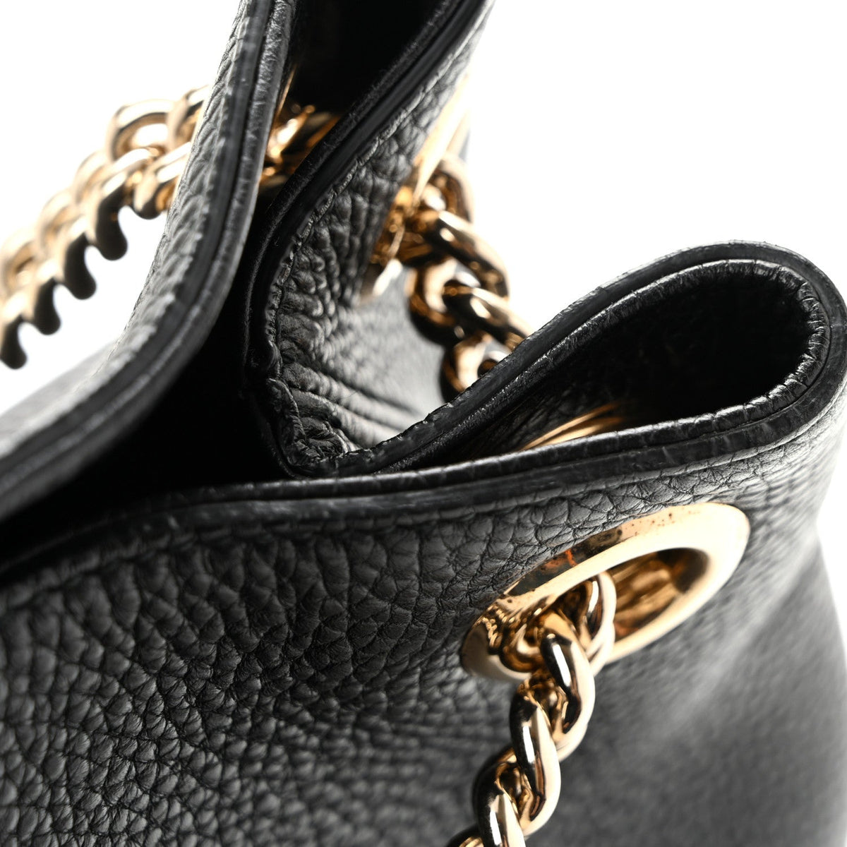 Gucci Pebbled Calfskin Medium Soho Chain Shoulder Bag Black 1984685