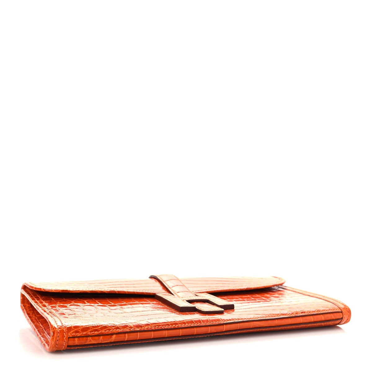 Hermes Shiny Niloticus Crocodile Jige Elan 29 Clutch Bougainvillea