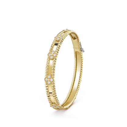 18K Gold Diamonds VCA Perlée Sweet Clovers Bracelet