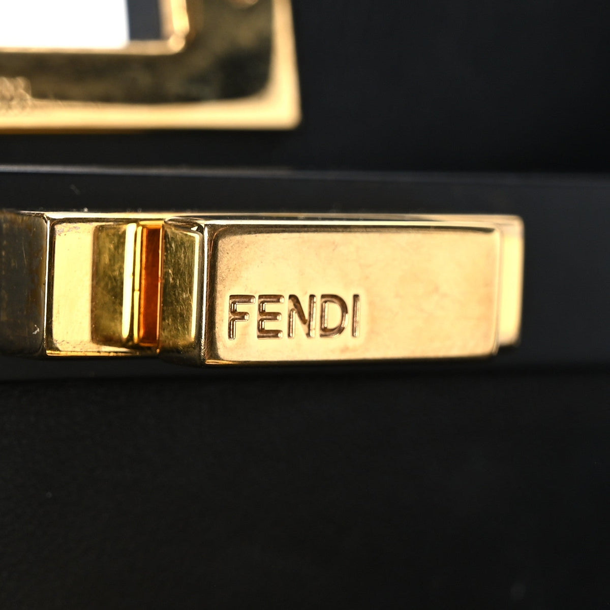 Fendi Vitello Seta Shiny Nappa Medium Peekaboo Iconic Satchel Black