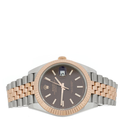 Rolex Stainless Steel 18K Everose Gold 41mm Datejust Watch Chocolate 126331