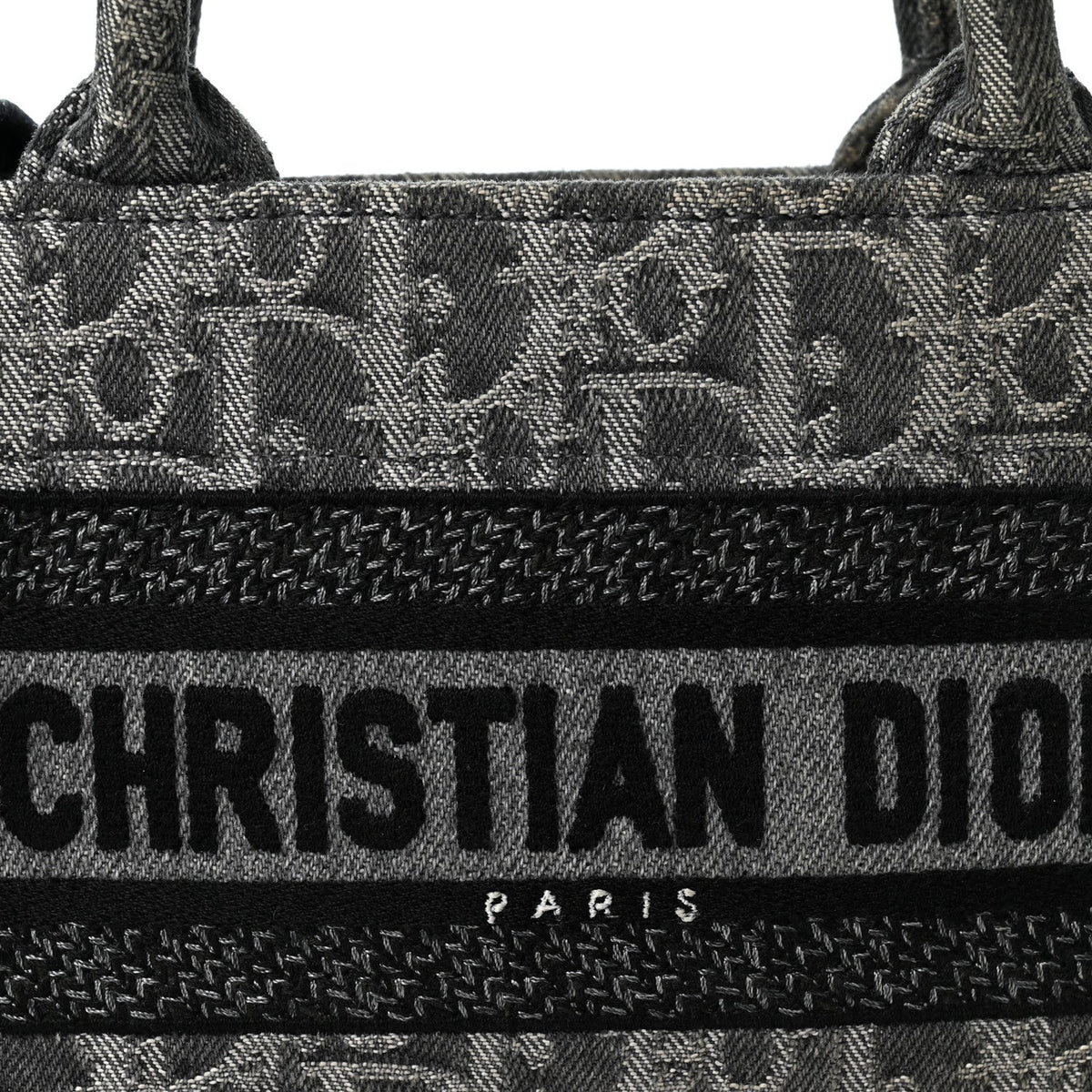 Christian Dior Oblique Denim Mini Book Tote With Strap Grey Multicolor