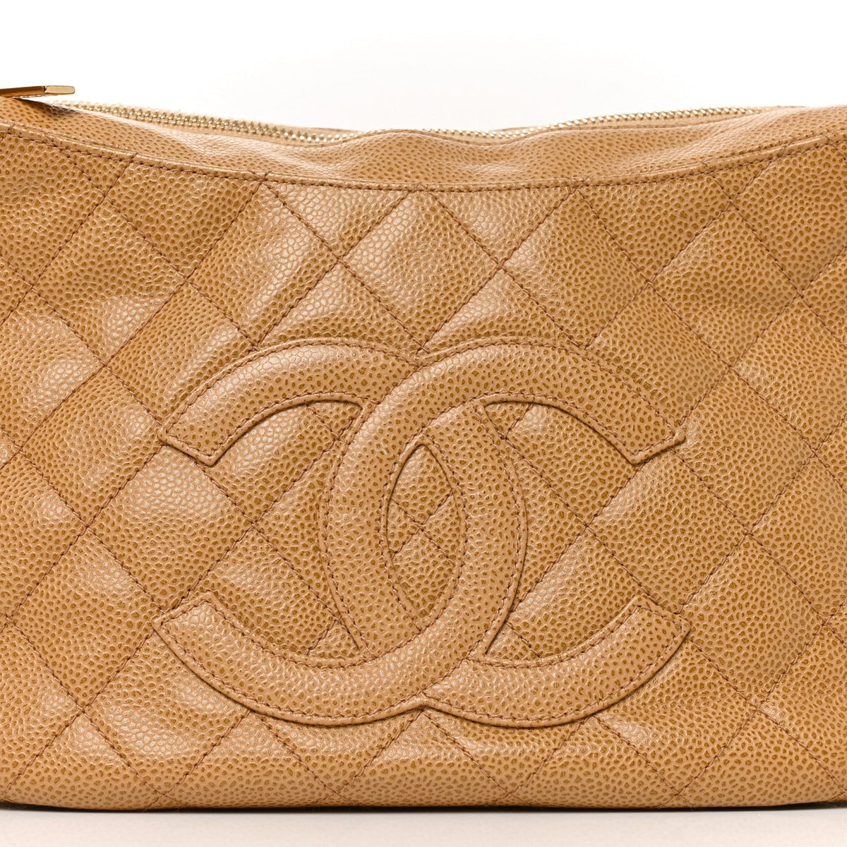 Chanel Caviar Quilted Timeless CC Shoulder Bag Beige
