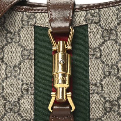Gucci GG Supreme Monogram Small Jackie 1961 Hobo Bag Beige Ebony Brown Sugar