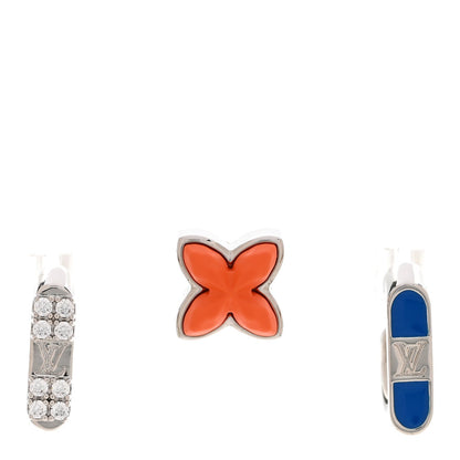 Louis Vuitton Metal Crystal Beads Earrings Set of 3 Multicolor