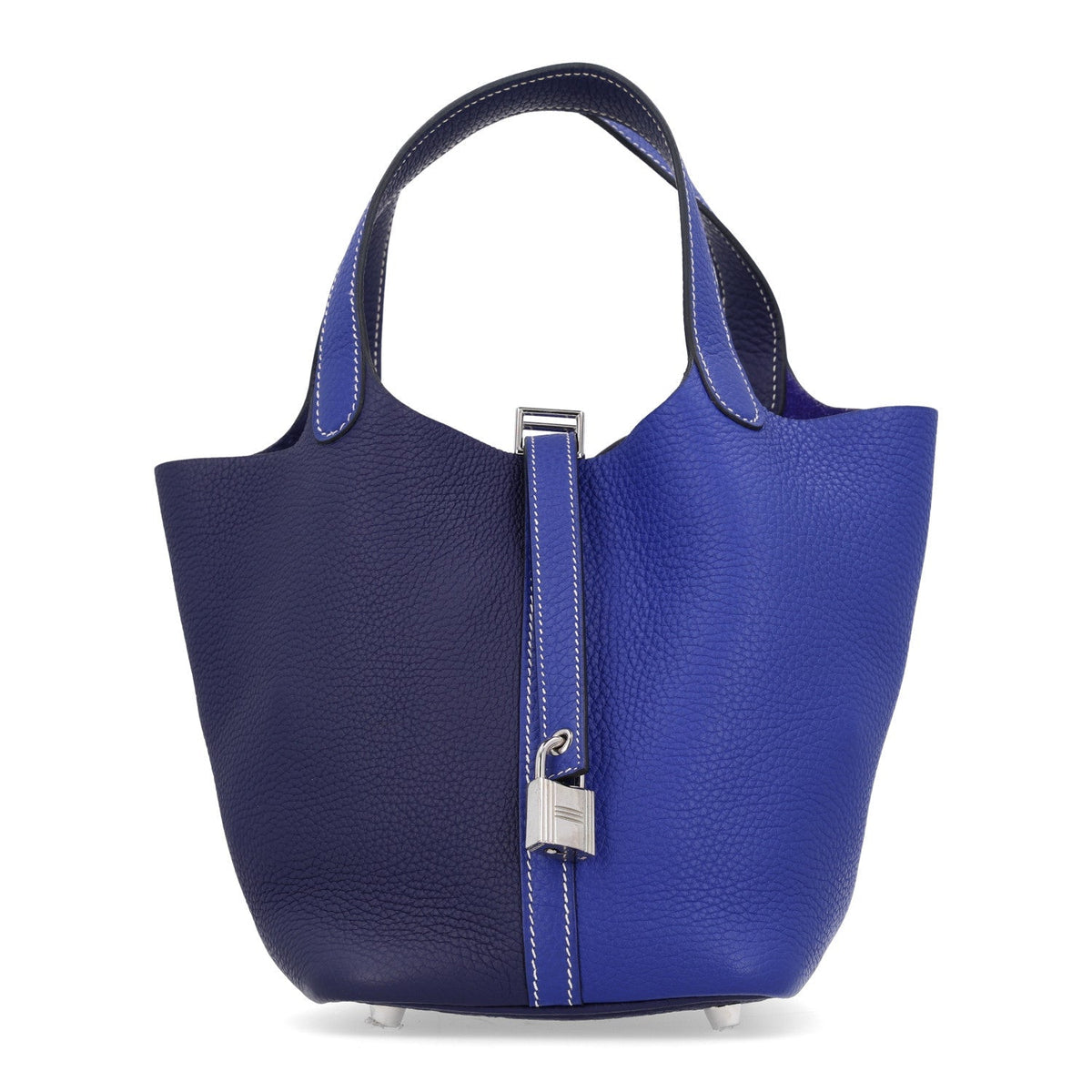 Hermes Taurillon Clemence Casaque Picotin Lock 18 PM Bag Bleu Electrique Bleu Encre