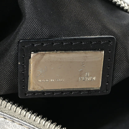 Fendi Calfskin Metal Small Oyster Shoulder Bag Black