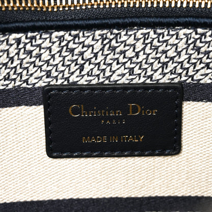 Christian Dior Toile de Jouy Embroidered Large Lady D-Lite Navy