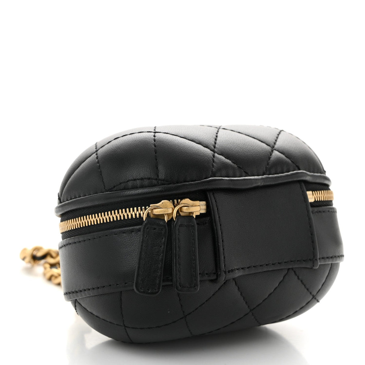 Chanel Lambskin Quilted CC Bubble Vanity Case With Chain Black