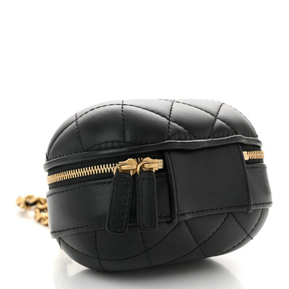 Chanel Lambskin Quilted CC Bubble Vanity Case With Chain Black