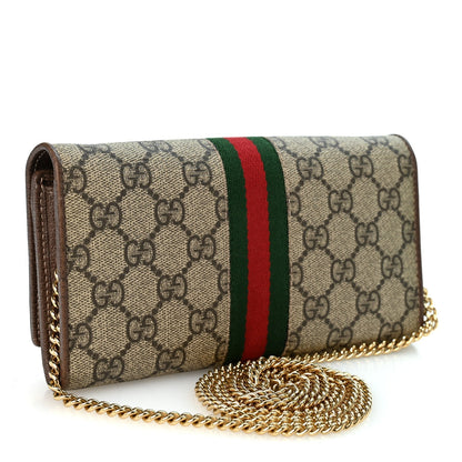 Gucci GG Supreme Monogram Web Ophidia Wallet On Chain Brown