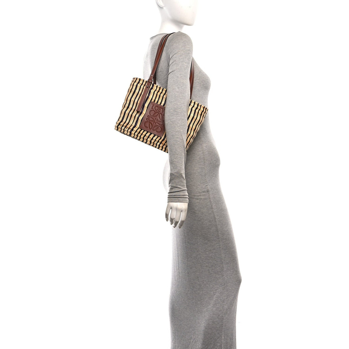 Loewe Raffia Square Small Basket Bag Natural Black Pecan 1920943