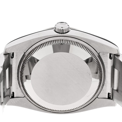 Rolex Stainless Steel 18K White Gold Diamond 34mm Oyster Perpetual Date Watch Black 115234