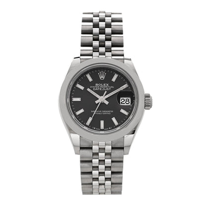 Rolex Stainless Steel 28mm Oyster Perpetual Datejust Watch Dark Grey 279160
