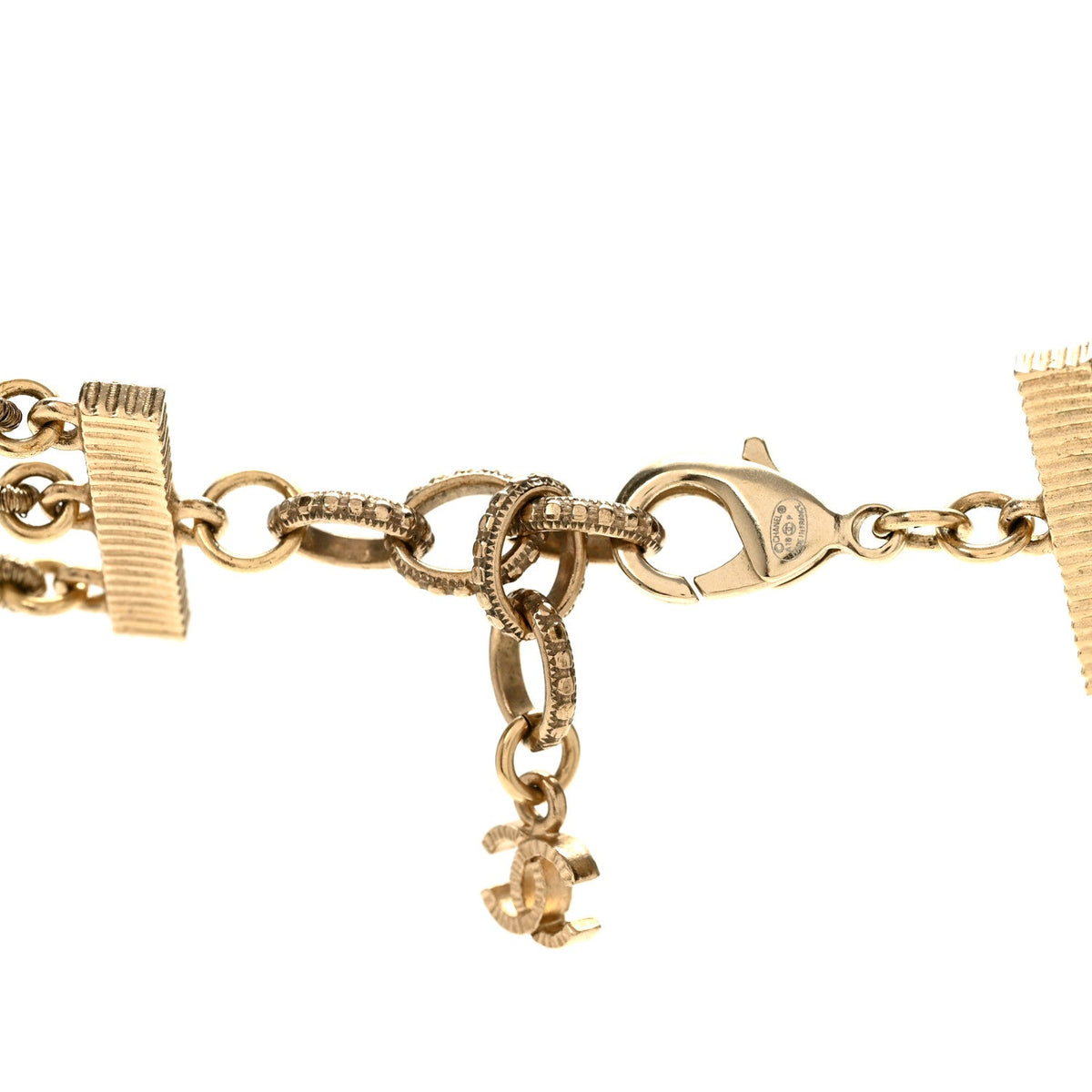 Chanel Metal Pearl Crystal Graduated CC Multi Strand Necklace Gold