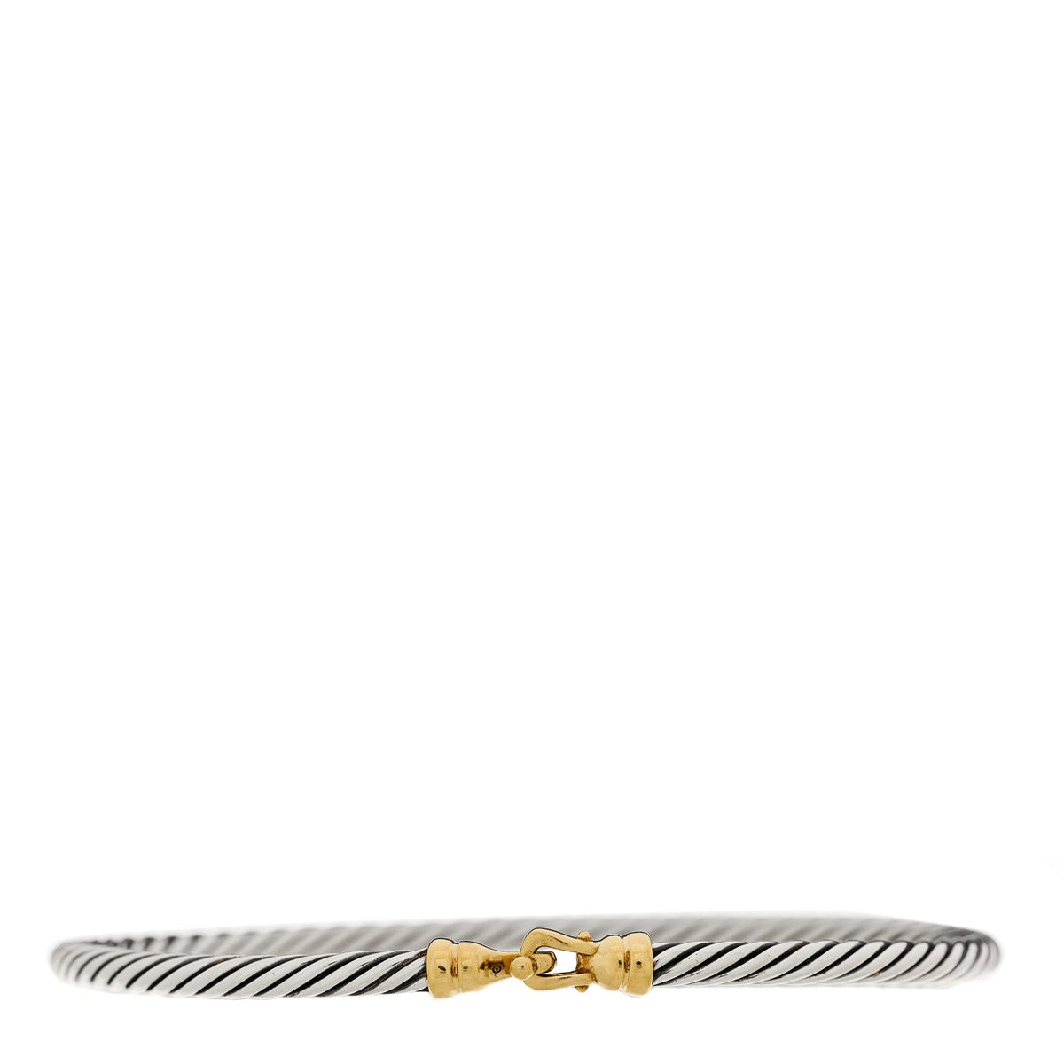 Sterling Silver 18k Yellow Gold 3mm Cable Buckle Bracelet