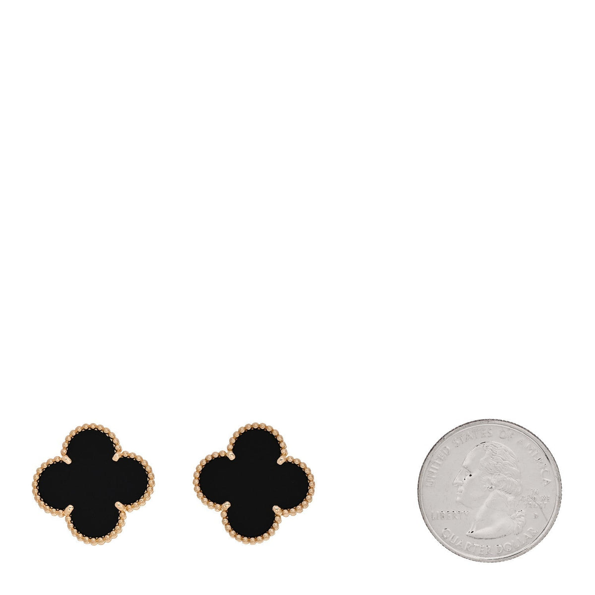 Van Cleef & Arpels 18K Yellow Gold Onyx Magic Alhambra Earrings Black