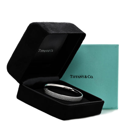 Tiffany 18K White Gold Diamond Metro Five-Row Hinged Bangle Bracelet