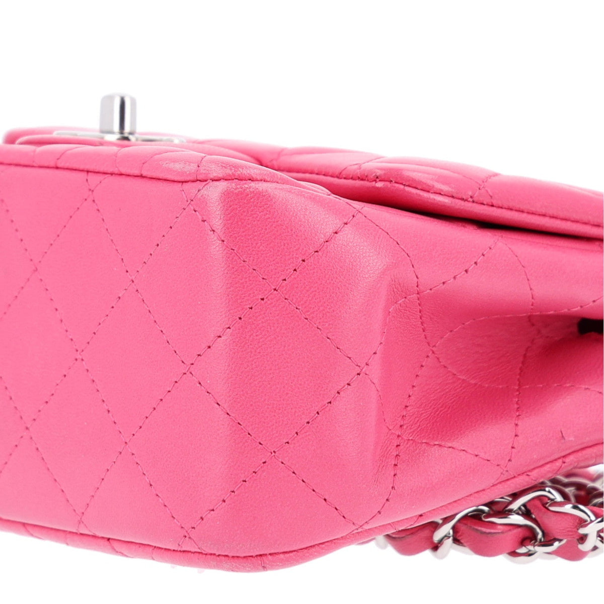 Chanel Lambskin Quilted Mini Square Flap Dark Pink