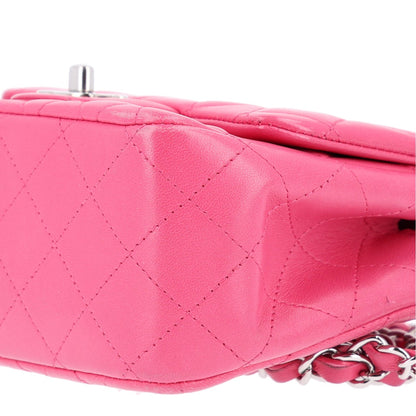 Chanel Lambskin Quilted Mini Square Flap Dark Pink