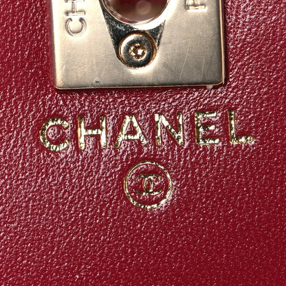 Chanel Lambskin Quilted Trendy CC Dual Handle Clutch With Chain Red