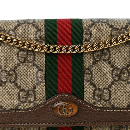 Gucci GG Supreme Monogram Web Ophidia Wallet On Chain Brown