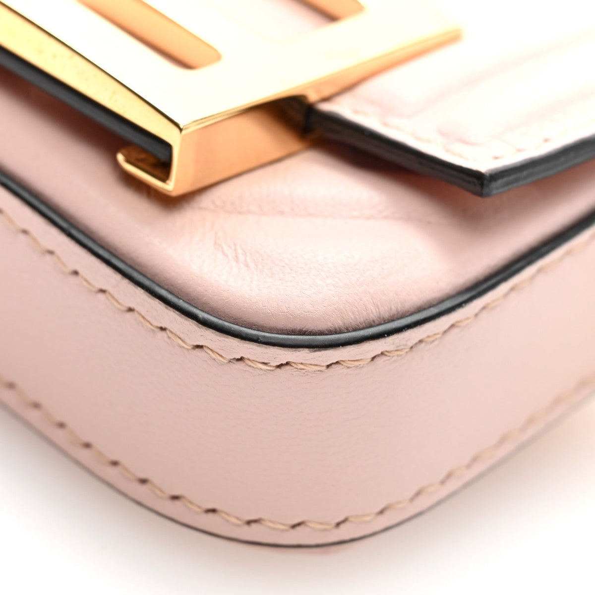 Fendi Nappa Matisse FF Embossed Nano Baguette Charm Rosa Quarzo